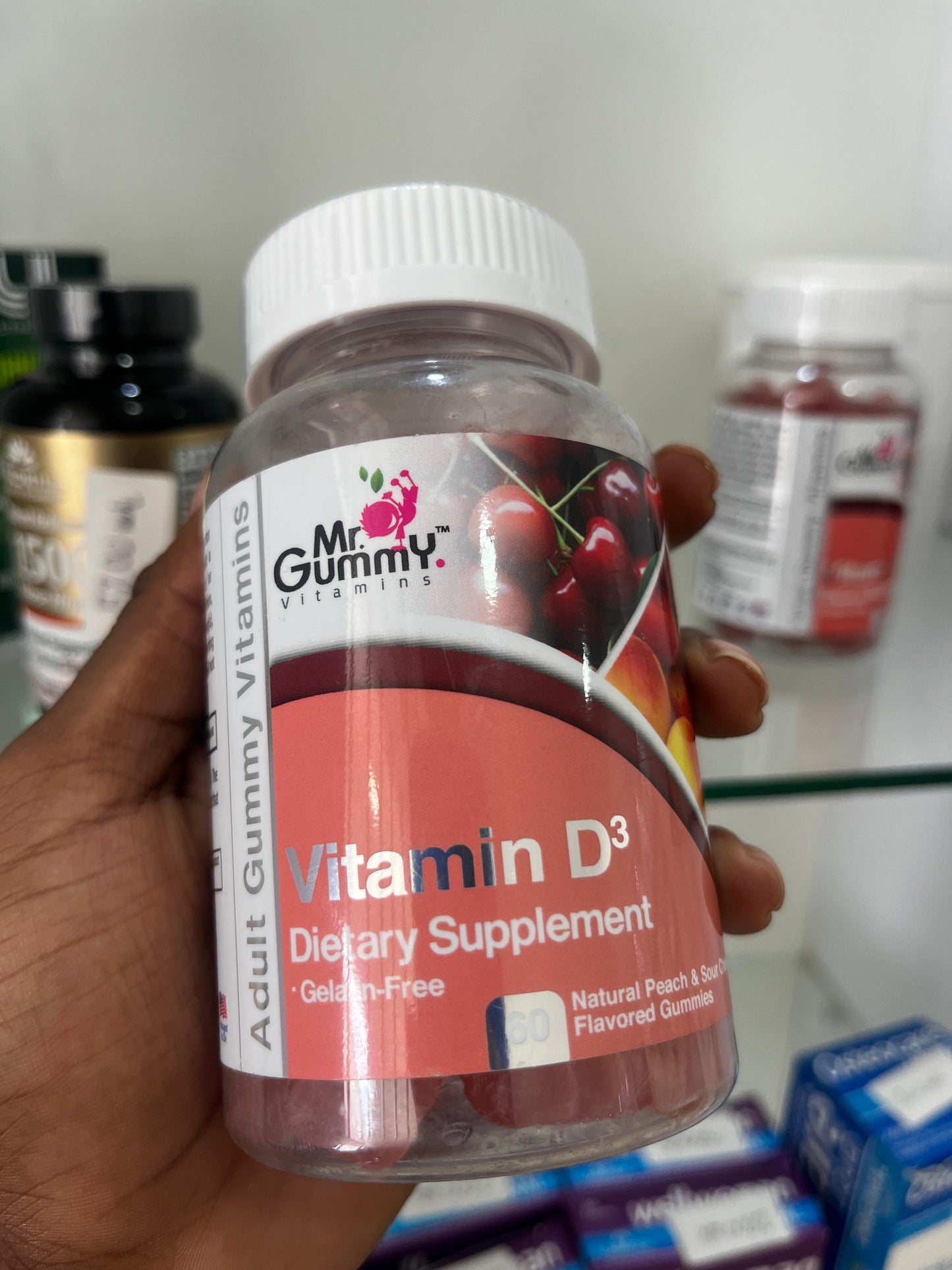 Mr. Gummy Vitamin D3 – 60 Peach & Sour Cherry Gummies - Nuno Pharma