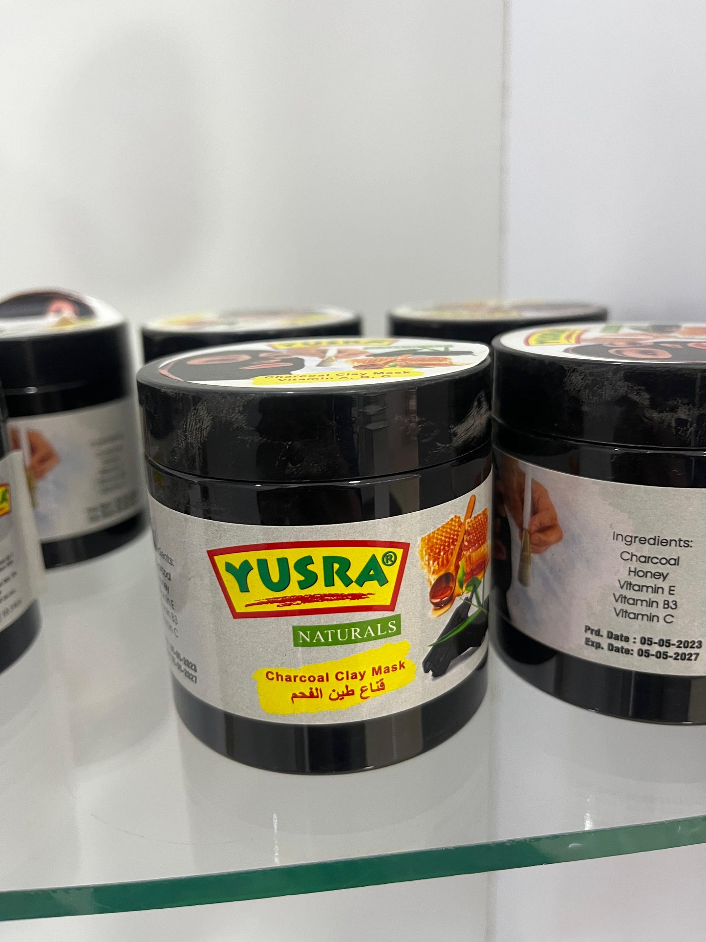 Yusra Naturals Charcoal Clay Mask – Honey, Vit E, Vit B3, Vit C - Nuno Pharma
