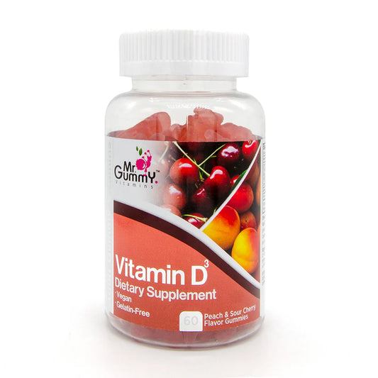 Mr. Gummy Vitamin D3 – 60 Peach & Sour Cherry Gummies - Nuno Pharma