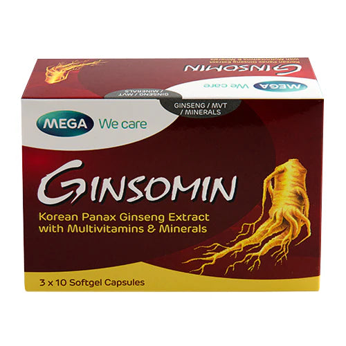 Ginsomin – Panax Ginseng + Multivitamins (3x10 softgels) - Nuno Pharma